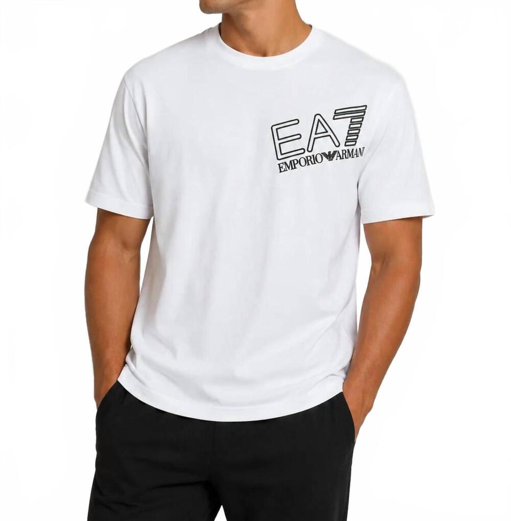 NEW EMPORIO ARMANI ea7 zig zag t-shirt in white